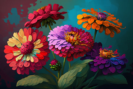 Colorful dahlia flowers on grunge background. Vector illustration.の素材