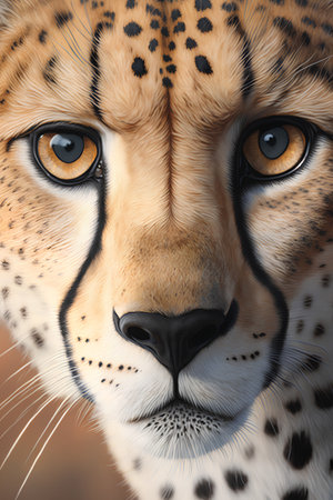 Close-up portrait of a cheetah (Acinonyx jubatus)の素材