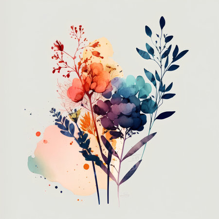 Watercolor floral bouquet. Hand drawn vector illustration for your designの素材