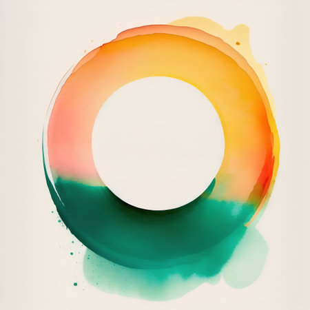 Abstract watercolor circle on white background. Watercolor painting on paper.の素材