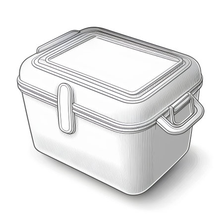 Illustration of a plastic food box isolated on a white background.の素材