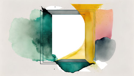 Abstract watercolor background with frame for text. Watercolor illustration.の素材