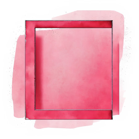 Pink watercolor frame on a white background. Watercolor painting.の素材