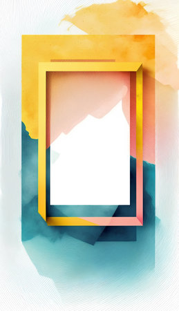 Abstract watercolor background with frame. Digital art painting. Vector illustration.の素材