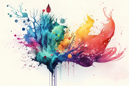 Abstract colorful watercolor splashes on white background. Vector illustration.の素材