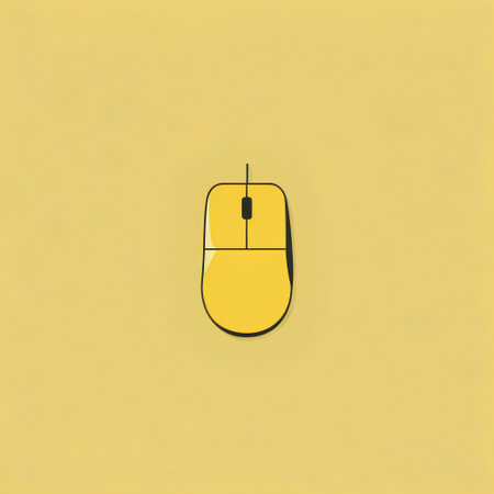 Computer mouse isolated on yellow background. Vector illustration. Eps 10.の素材
