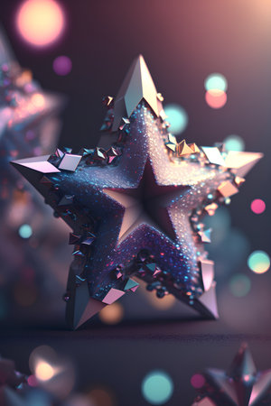 3d illustration of a star on a background of colored bokehの素材