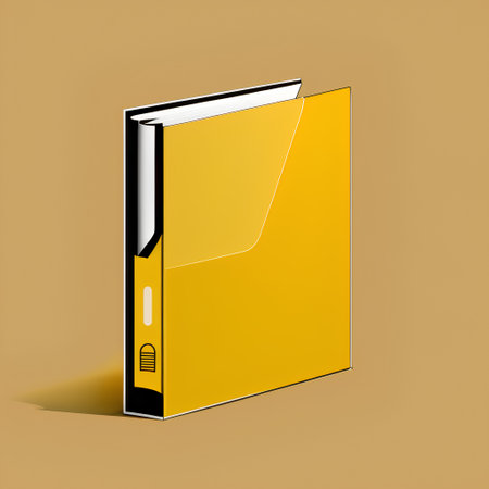 Illustration of a folder with documents on a yellow background. Vector illustrationの素材