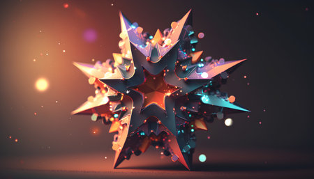 Abstract 3d rendering of crystal star. Futuristic design element.の素材