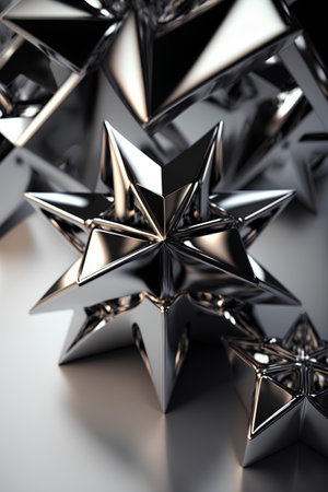 Abstract 3d rendering of shiny metal shapes. Futuristic background.の素材