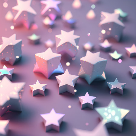 Abstract 3d rendering of stars with bokeh lights background.の素材