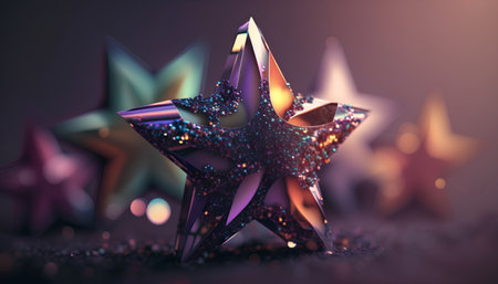 Christmas star decoration on a black background. 3d rendering, 3d illustration.の素材