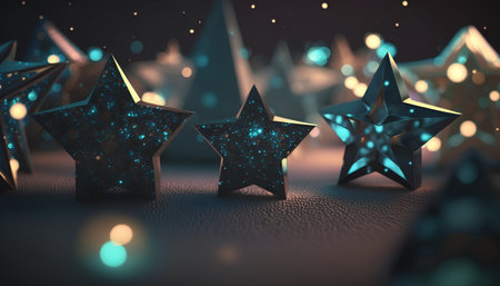 Stars on a dark background, 3d render, computer digital imageの素材
