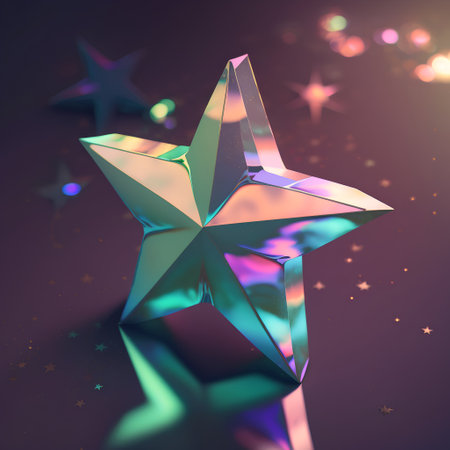 3d rendering of a star on a colorful background with sparklesの素材