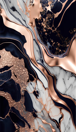 Marble texture with gold and black veins. 3D illustration.の素材