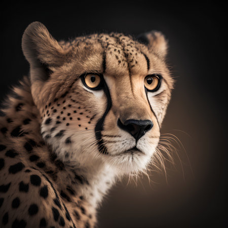 Portrait of a cheetah on a dark background. 3d renderingの素材