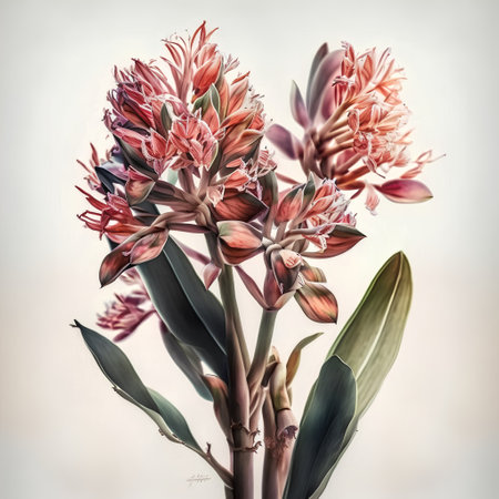 Bouquet of red flowers on a white background. Toned.の素材