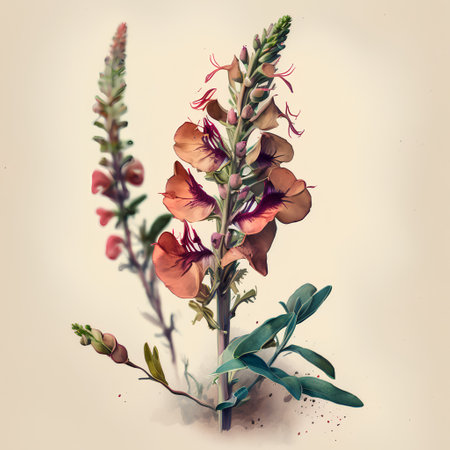 Vintage watercolor illustration of a bunch of red and yellow flowersの素材