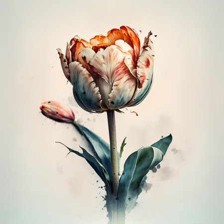 Tulip flower in watercolor style. Hand drawn illustration.の素材