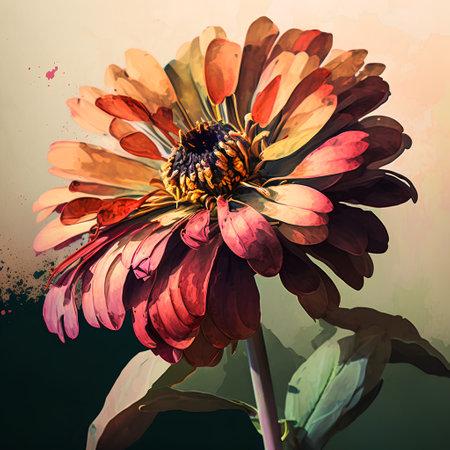 Zinnia flower in watercolor style. Digital painting. Illustration.の素材