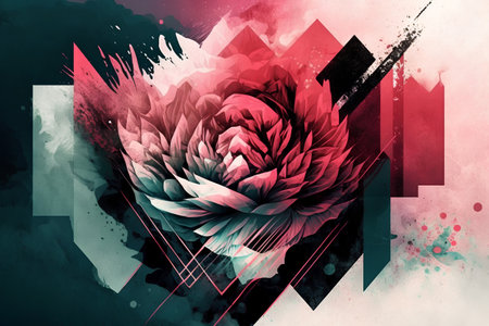 Abstract floral background with colorful dahlia flower on grunge backgroundの素材