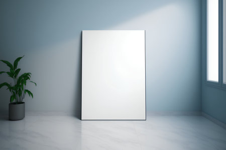 Empty room with blank poster on the wall, 3d render.の素材