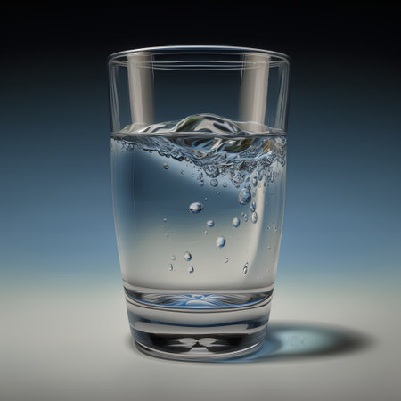 Glass of water on a dark background. 3d render. High quality photoの素材