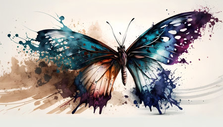 abstract watercolor butterfly, grunge background. Vector illustration.の素材