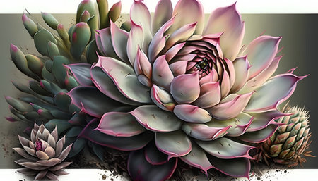 Succulent plant on a white background. 3d illustration.の素材