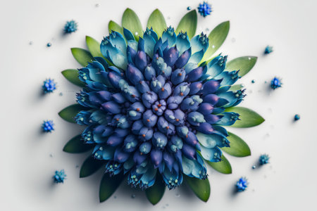 Blue flower on a white background. 3d rendering, 3d illustration.の素材