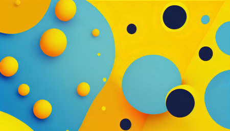 Abstract 3d background with blue and yellow circles. Vector illustration.の素材