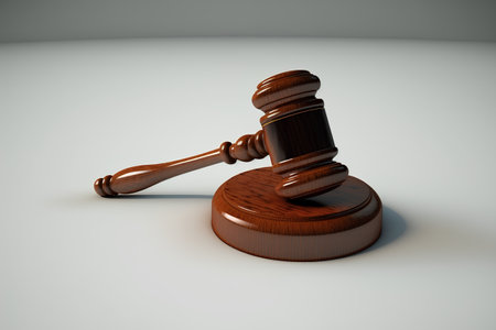 Wooden judge gavel on a white background. 3d renderingの素材