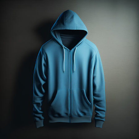 Blue hoodie on black background. Mock up, 3D Renderingの素材