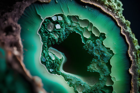 Fractal image of an agate with blue and green veinsの素材