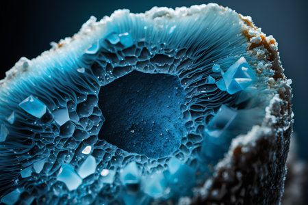 Macro shot of blue agaric mushroom. 3d renderingの素材