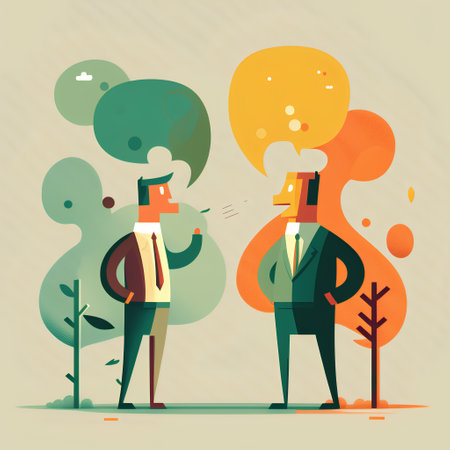 Flat design vector illustration concept of business people talking in the park.の素材