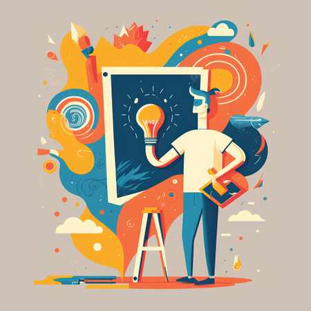 Flat design vector illustration concept of creative process, inspiration, brainstorming.の素材