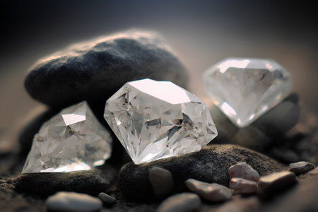 Diamonds on the beach, macro shot, shallow depth of fieldの素材