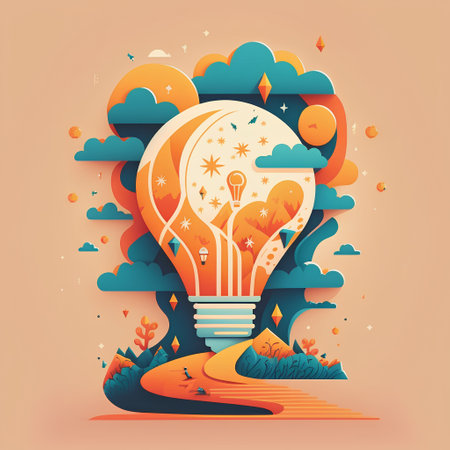 Flat design vector illustration concept of creative idea with light bulb.の素材