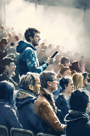 Illustration of a crowd of people at the concert in the theaterの素材