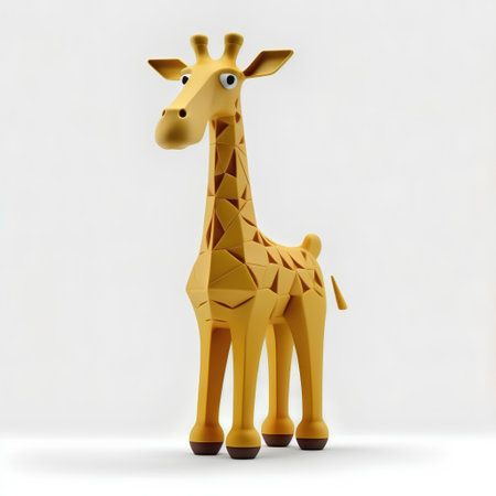 Giraffe origami on white background. 3D rendering.の素材