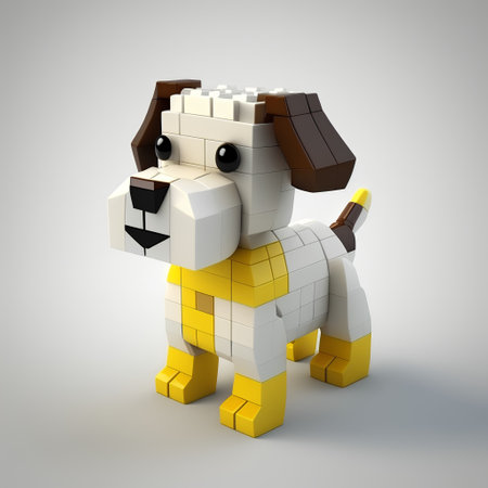 3D render of a dog made of plasticine isolated on white backgroundの素材