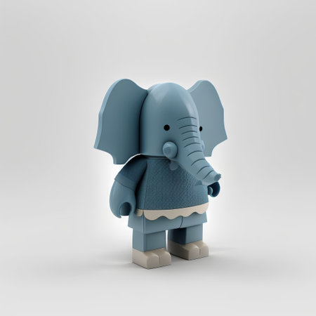elephant figurine isolated on white background. 3d illustration.の素材