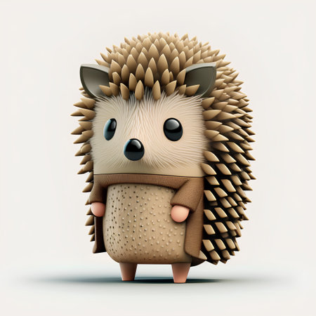 hedgehog cartoon on white background, 3d rendering, illustrationの素材