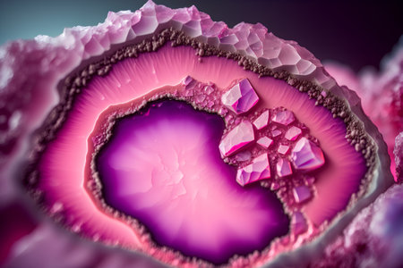 Macro closeup of pink crystal mineral, 3d render illustrationの素材