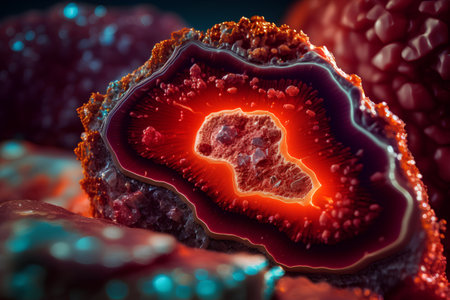 3d illustration of human blood cells with red blood cells in veinの素材