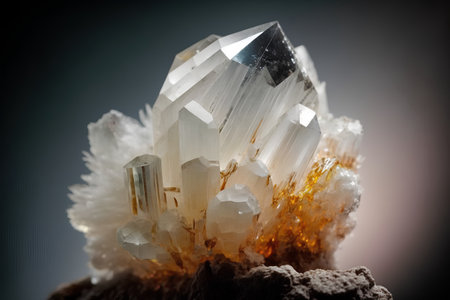 Gemstone with crystals on a dark background. Macro shooting.の素材