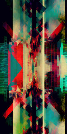 abstract background with geometric elements, triangles, strokes and splashesの素材