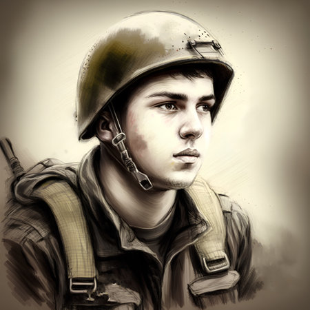 portrait of a soldier painted in the style of the ninetiesの素材