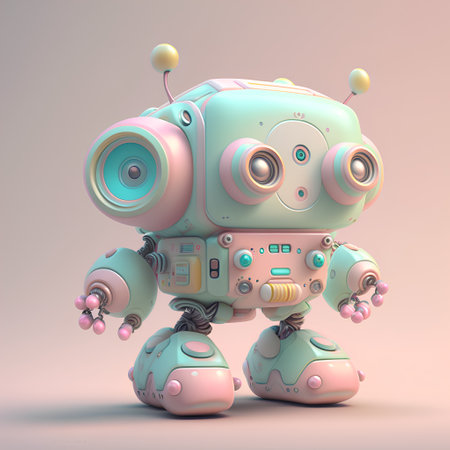 Cute robot. 3D rendering. 3D CG. High resolution.の素材